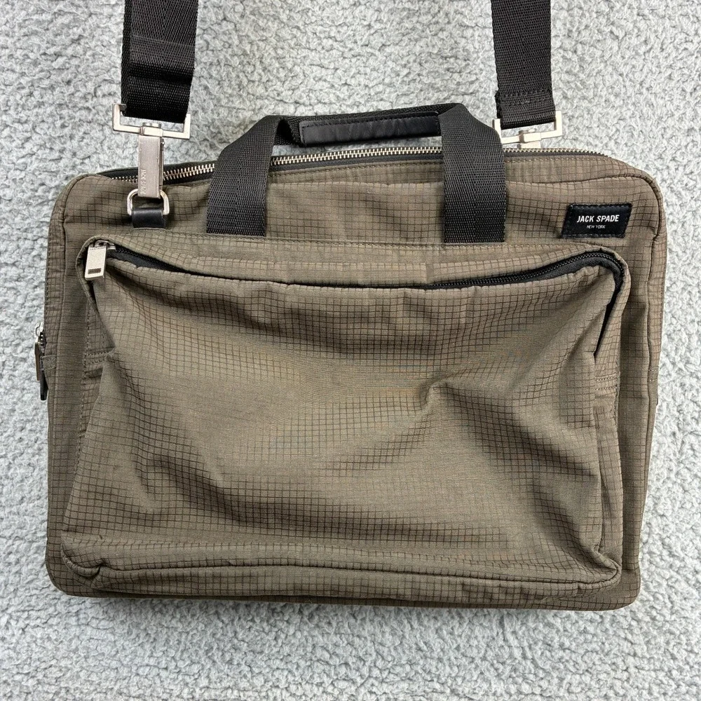 Jack Spade Briefcase Messenger Bag Mens Olive Green Nylon Laptop Commuter Work
